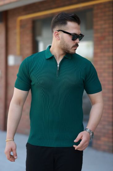 Erkek Fermuarlı Yakalı Kısa Kollu Tshirt resmi